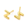 Brass Hollow Out Initial Letter Stud Earrings for Women EJEW-A044-01G-Z-2