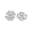 Brass Flower Stud Earrings EJEW-R016-17P-2