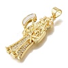 Brass Micro Pave Cubic Zirconia Shell Pendants KK-D328-06G-2