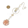 Electroplate Sea Shell & Glass Pendants Starfish Shell Hanging Suncatchers HJEW-JM04563-3