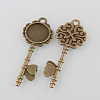 Tibetan Style Antique Bronze Alloy Key Pendant Cabochon Settings LS-TIBEP-M022-03AB-NF-2