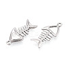 304 Stainless Steel Fishbone Pendants STAS-T069-07P-2