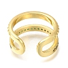 Rack Plating Brass Micro Pave Cubic Zirconia Open Cuff Rings for Women RJEW-M022-11G-3