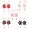 5 Pairs 5 Colors Acrylic Flower Dangle Hoop Earrings with Rhinestone Tassel EJEW-AN0003-70-1