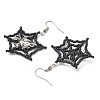 Halloween Theme Spider Web with Spider Handmade Glass Seed Beaded Dangle Earrings EJEW-MZ00481-01-5