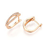 Brass Micro Pave Cubic Zirconia Stick Hoop Earrings EJEW-T048-34G-2