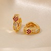 Elegant Heart-shaped Brass Cubic Zirconia Hoop Earrings for Women CH6025-2-1