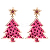 Christmas Trees with Star Alloy Dangle Stud Earrings for Women EJEW-Z078-02B-2