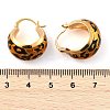 Leopard Print Brass Enamel Hoop Earrings for Women EJEW-U055-11A-G-3