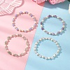 Natural & Synthetic Gemstone & Natural Cultured Freshwater Pearl & Brass Beads Stretch Bracelets for Women BJEW-JB12814-1