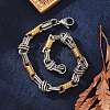 Ion Plating(IP) Two Tone 201 Stainless Steel Column & Oval Link Chain Bracelet BJEW-B078-30GP-2