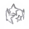Non-Tarnish 304 Stainless Steel Star Open Cuff Ring RJEW-T023-26P-2