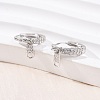 Zipper 925 Sterling Silver Micro Pave Clear Cubic Zirconia Hoop Earrings EJEW-K317-01P-3