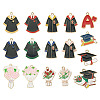 16Pcs 16 Styles Graduation Season Theme Alloy Enamel Pendants ENAM-TA0002-70-3