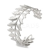 Stainless Steel Hollow Leaf Open Cuff Bangles for Women BJEW-G719-14P-1