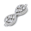 Rack Plating Brass Clear Cubic Zirconia Infinity Connector Charms KK-A234-036P-02-2