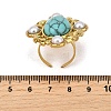304 Stainless Steel with Turquoise and Plastic Imitation Pearl Adjustable Cuff Rings for Women LS-RJEW-Z096-02G-01-3