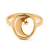 Ion Plating(IP) 201 Stainless Steel Moon & Star Adjustable Ring for Women RJEW-F131-07G-2