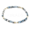 Natural Aquamarine Cube Beads Stretch Bracelets for Women BJEW-JB13176-02-1