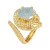 Snake Natural Aquamarine Open Cuff Rings RJEW-K286-10G-03-4