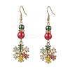 Christmas Snowflake Alloy Enamel Dangle Earrings EJEW-TA00697-2