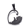 304 Stainless Steel Split Kitten Pendants STAS-G195-09P-4