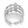 304 Stainless Steel Synthetic Turquoise Cuff Rings G-Z056-05P-03-3