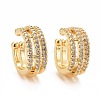 Clear Cubic Zirconia Triple Line Column Cuff Earrings EJEW-G288-01G-1