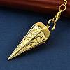 Rack Plating Brass Cone Dowsing Pendulum Pendants AJEW-G064-01G-2