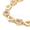 Rack Plating Brass Pave Clear Cubic Zirconia Heart Link Chain Bracelets for Women BJEW-R317-07G-2
