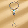 Alloy and Synthetic Turquoise Ring Bracelets for Women FS-WG192DC-02-3