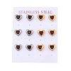 Ion Plating(IP) 304 Stainless Steel Heart Stud Earrings EJEW-C099-13PG-01-1