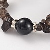 Chips Natural Smoky Quartz Beaded Stretch Bracelets BJEW-JB02131-05-2