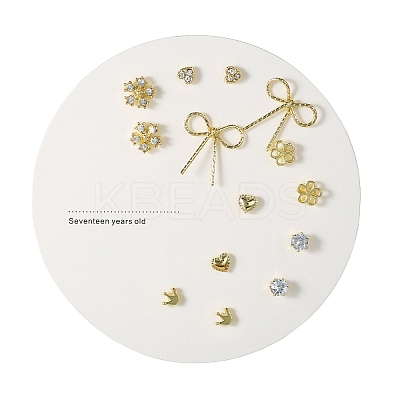 7 Pairs Anti-Tarnish Exquisite Alloy Stud Earrings Sets with Brass Pin for Girls Women WG93702-41-1