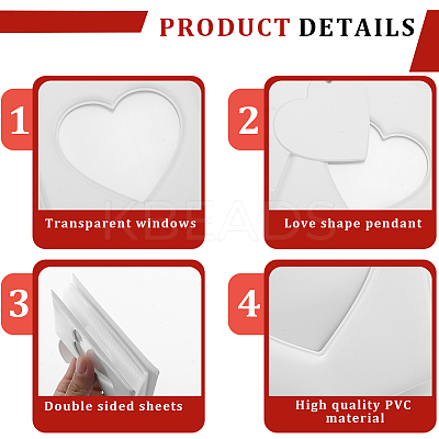2 Sets 2 Colors 3 Inch PVC Mini Heart Hollow Photocard Holder Book AJEW-CP0005-83-1