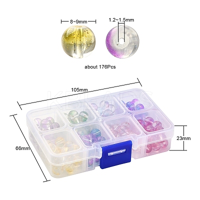 8 Colors Transparent Spray Painted Glass Bead GLAA-YW0001-45-1