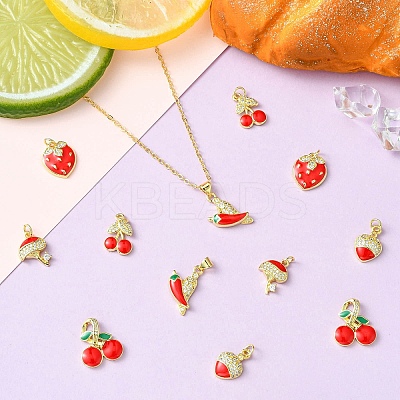 12Pcs 6 Styles Brass Micro Pave Cubic Zirconia Pendants KK-CJ0002-88-1