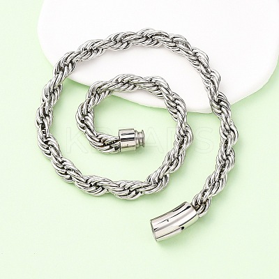 10MM 304 Stainless Steel Rope Chain Necklaces NJEW-C099-07A-P-1