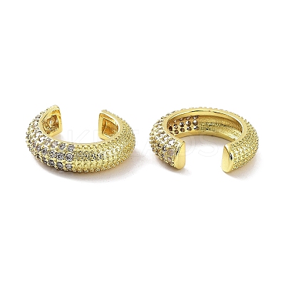 Brass Micro Pave Cubic Zirconia Cuff Earrings for Women EJEW-D088-07G-1