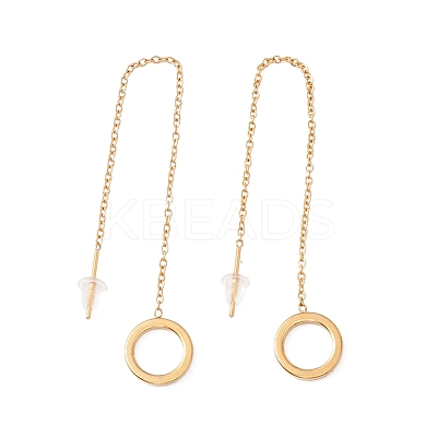 Long Chain with Open Ring Dangle Stud Earrings EJEW-A067-10G-1