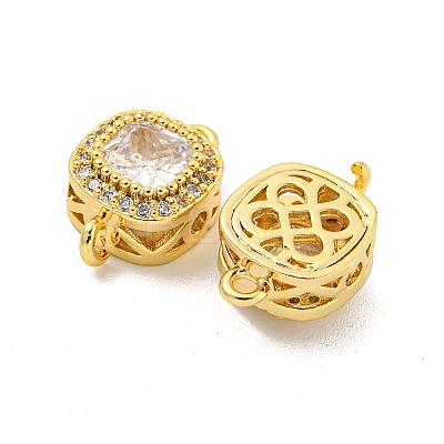 Brass Pave Cubic Zirconia Connector Charms KK-B096-05G-03-1