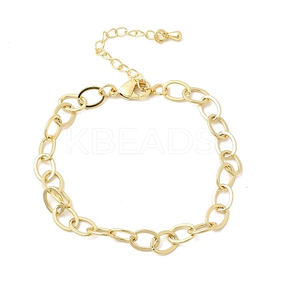 Brass Cable Chain Bracelets for Women BJEW-F531-07G-1