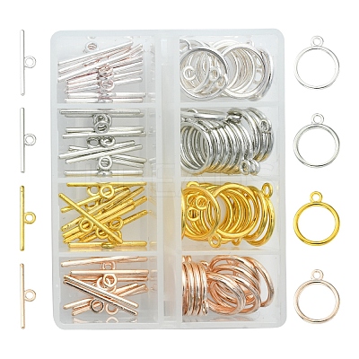 40 Sets 4 Colors Alloy Toggle Clasps TIBE-FS0001-01-1