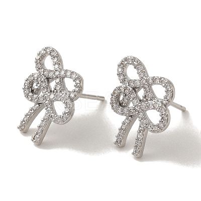 Rack Plating Brass Micro Pave Cubic Zirconia Studs Earrings EJEW-R162-21G-1