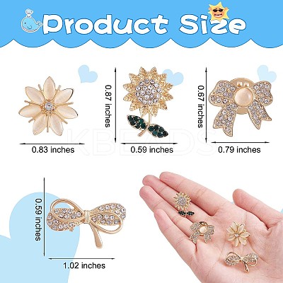 4Pcs 4 Style Crystal Rhinestone Bowknot & Sunflower Brooches JBR078A-1