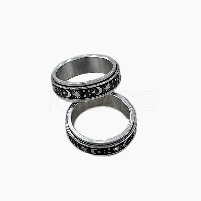 201 Stainless Steel Rotating Fidget Band Ring MATO-PW0001-059A-05-1