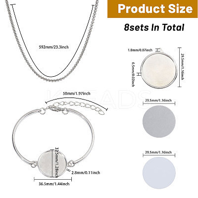 DIY Flat Round Iron & Alloy Heat Transfer Blank Necklaces & Bracelet Making Kits DIY-CA0006-77-1