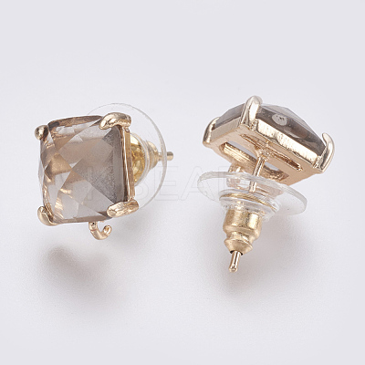 Faceted Glass Stud Earring Findings GLAA-F084-C12-1