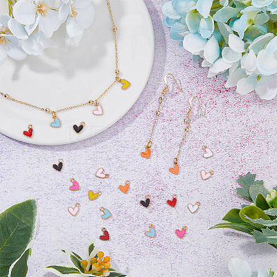 128Pcs 8 Colors Alloy Enamel Charms ENAM-HY0002-97-1