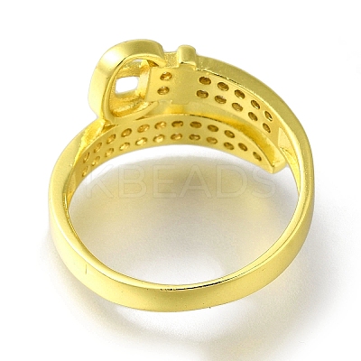 Rack Plating Belt Shape Brass Micro Pave Clear Cubic Zirconia Open Cuff Rings for Women RJEW-H232-02G-1